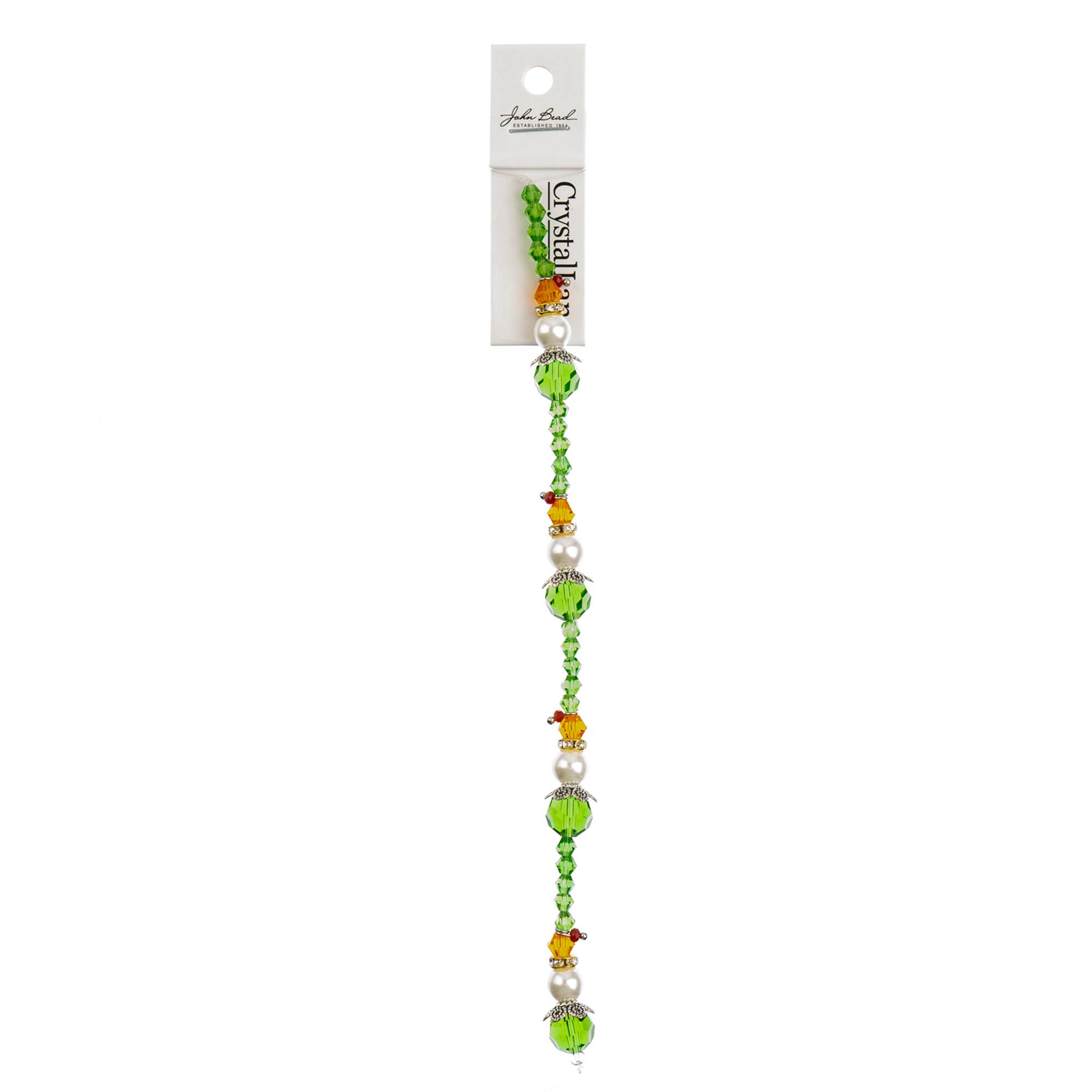 Crystal Lane DIY Holiday Christmas 7" Designer Crystal Glass & Pearl Bead Strand